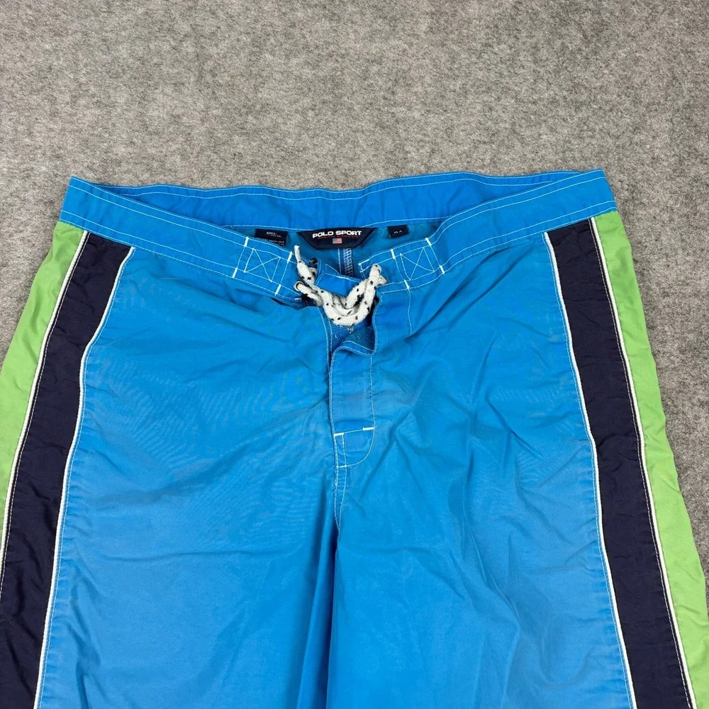 Polo Sport Swim Trunks Mens 34 Blue Vintage Ralph Lauren Colorblock Board Shorts